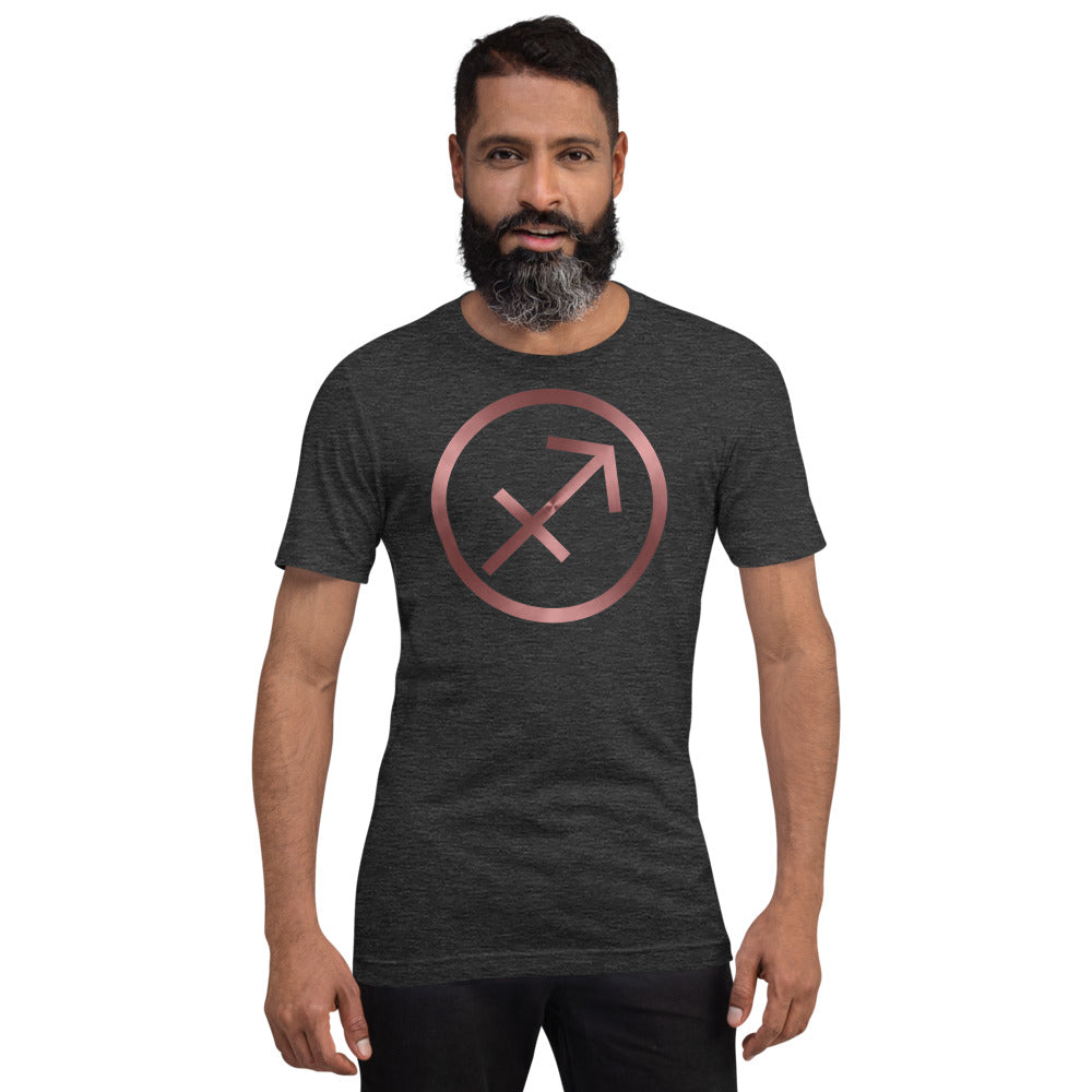 Metallic Zodiac Circle - Crimson Sagittarius - Short-sleeve unisex t-shirt