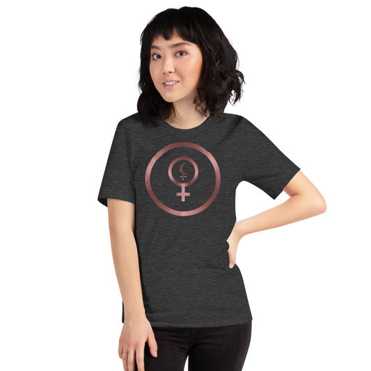 Metallic Zodiac Circle - Crimson Divine Feminine - Short-sleeve unisex t-shirt