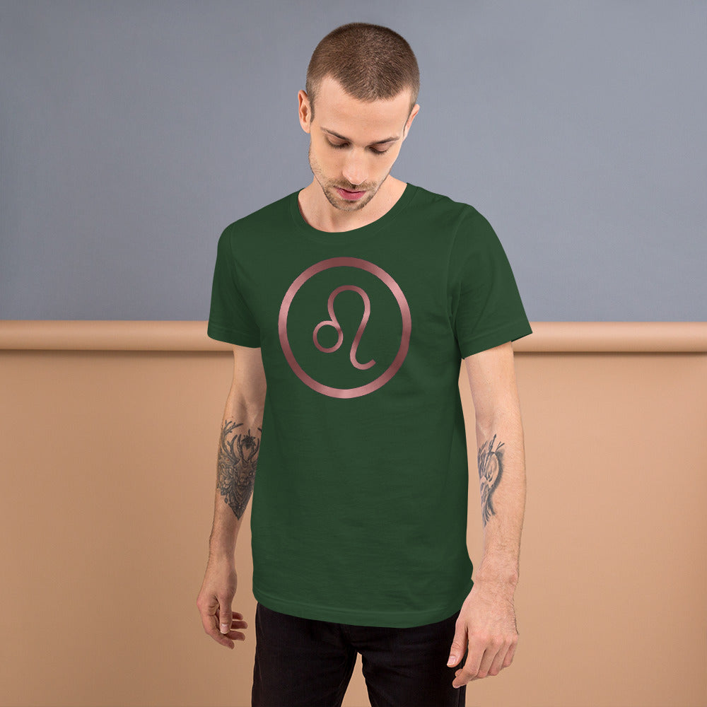 Metallic Zodiac Circle - Crimson Leo - Short-sleeve unisex t-shirt