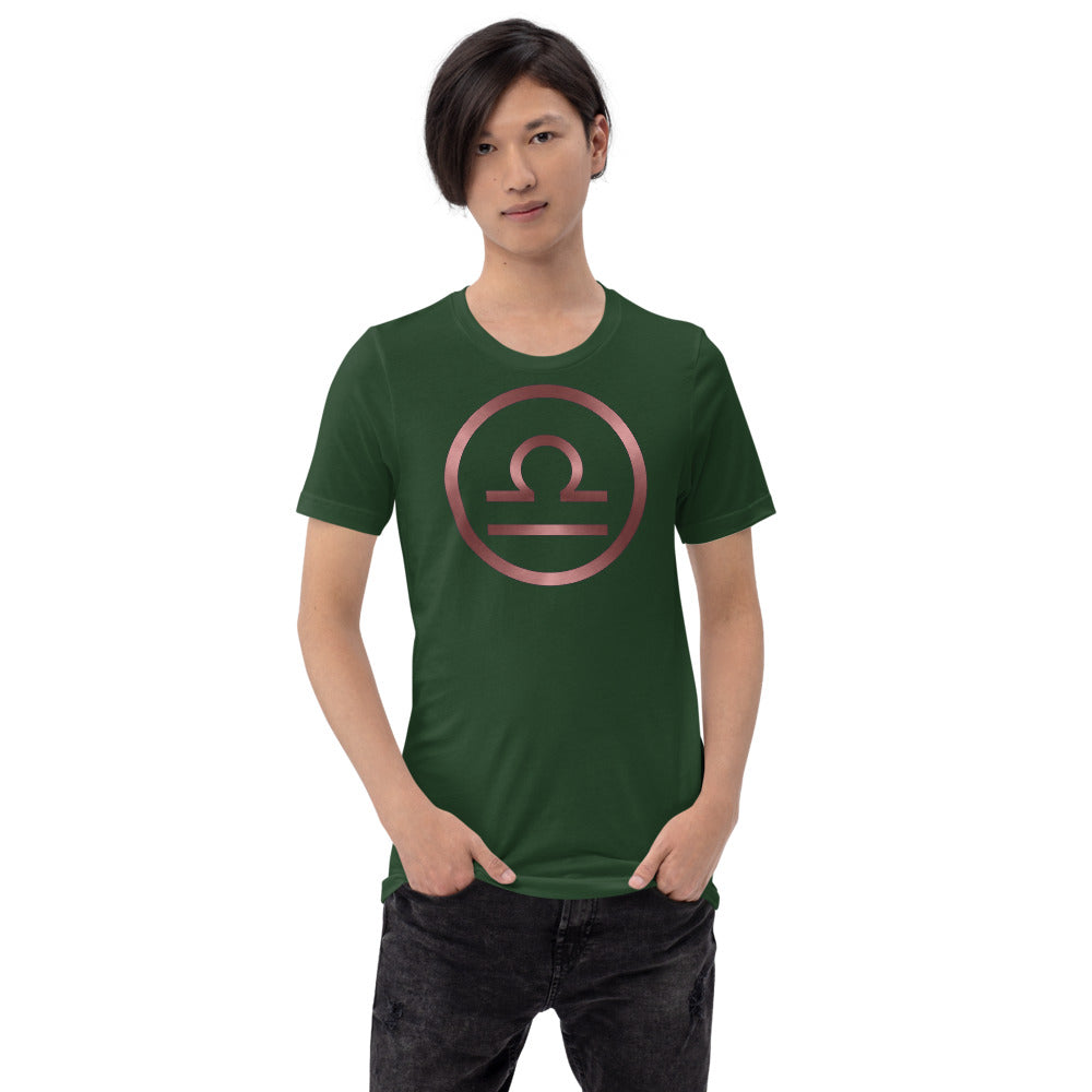 Metallic Zodiac Circle - Crimson Libra - Short-sleeve unisex t-shirt