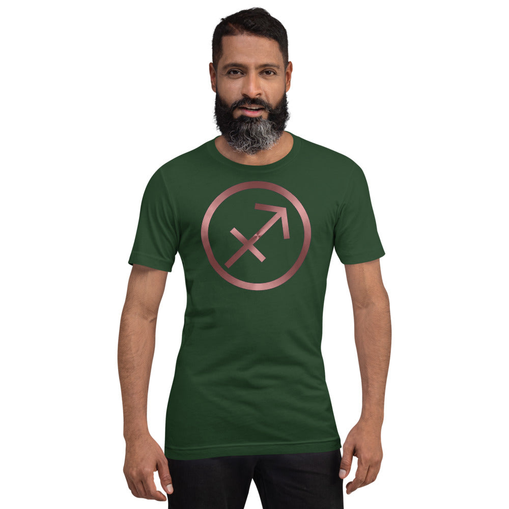 Metallic Zodiac Circle - Crimson Sagittarius - Short-sleeve unisex t-shirt