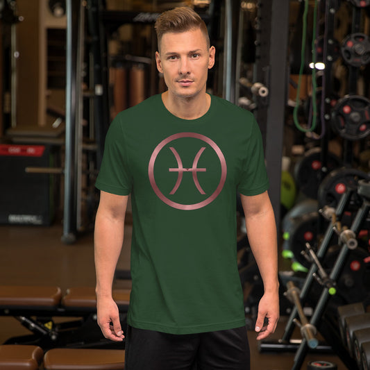 Metallic Zodiac Circle - Crimson Pisces - Short-sleeve unisex t-shirt
