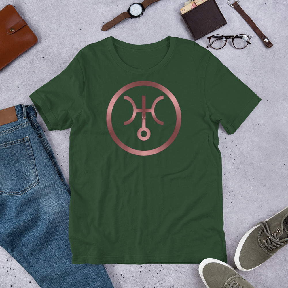 Metallic Zodiac Circle - Crimson Uranus - Short-sleeve unisex t-shirt