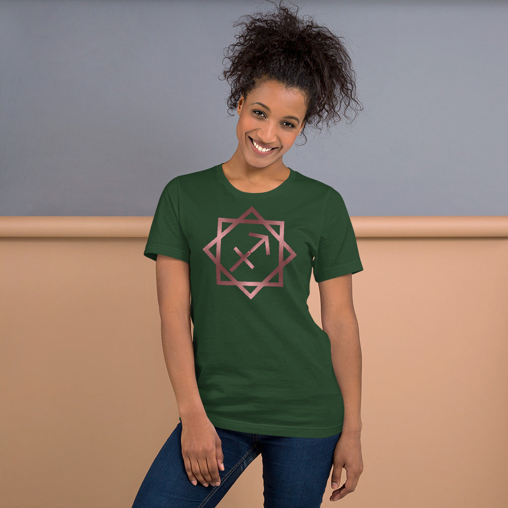Metallic Zodiac Double-Box - Crimson Sagittarius - Short-sleeve unisex t-shirt