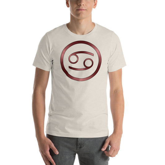 Metallic Zodiac Circle - Crimson Cancer - Short-sleeve unisex t-shirt