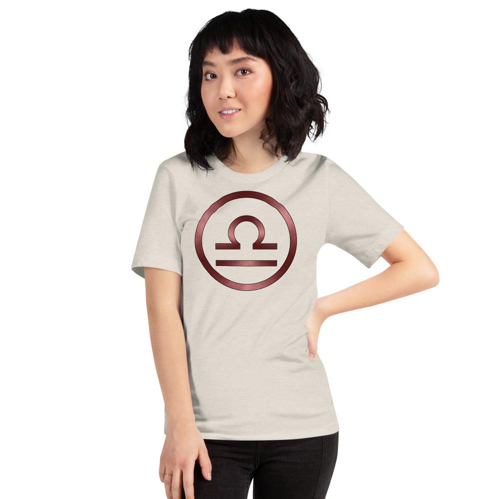 Metallic Zodiac Circle - Crimson Libra - Short-sleeve unisex t-shirt