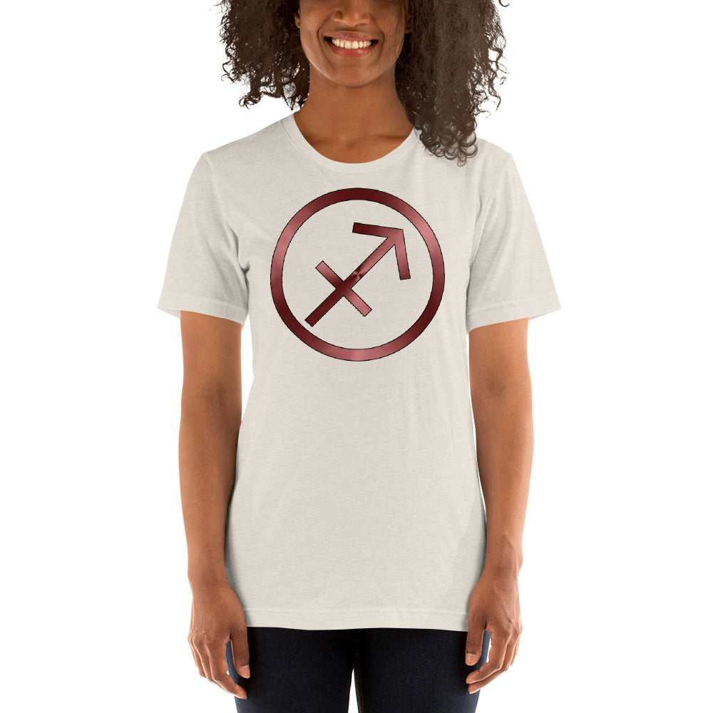 Metallic Zodiac Circle - Crimson Sagittarius - Short-sleeve unisex t-shirt