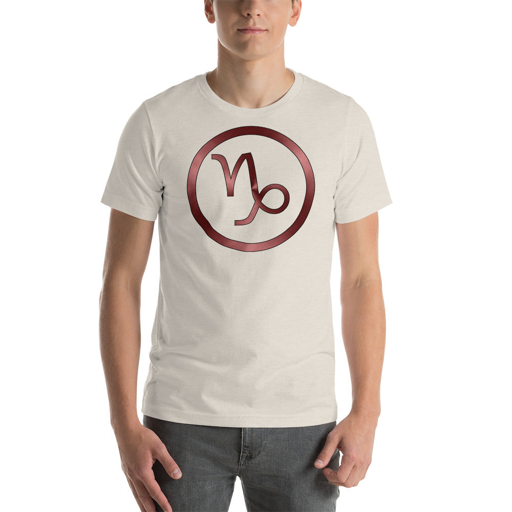 Metallic Zodiac Circle - Crimson Capricorn - Short-sleeve unisex t-shirt