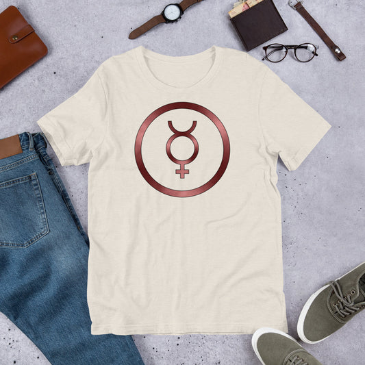 Metallic Zodiac Circle - Crimson Mercury - Short-sleeve unisex t-shirt