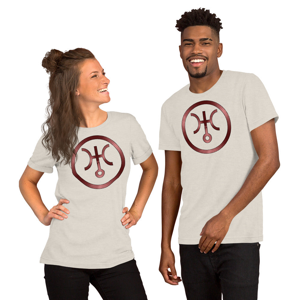Metallic Zodiac Circle - Crimson Uranus - Short-sleeve unisex t-shirt