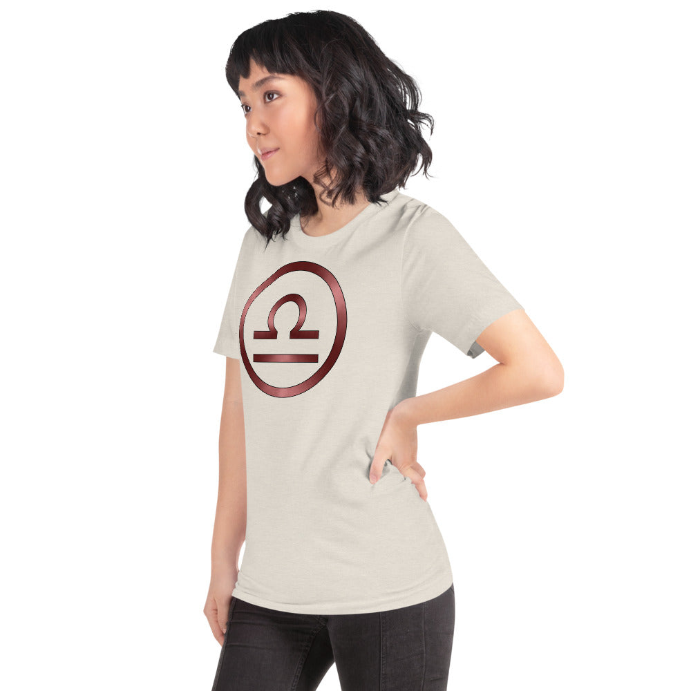 Metallic Zodiac Circle - Crimson Libra - Short-sleeve unisex t-shirt