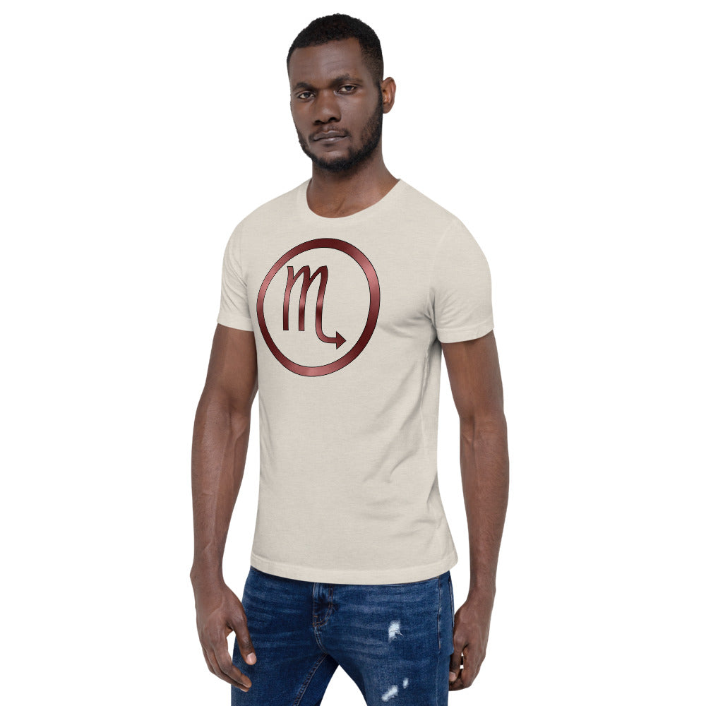 Metallic Zodiac Circle - Crimson Scorpio - Short-sleeve unisex t-shirt