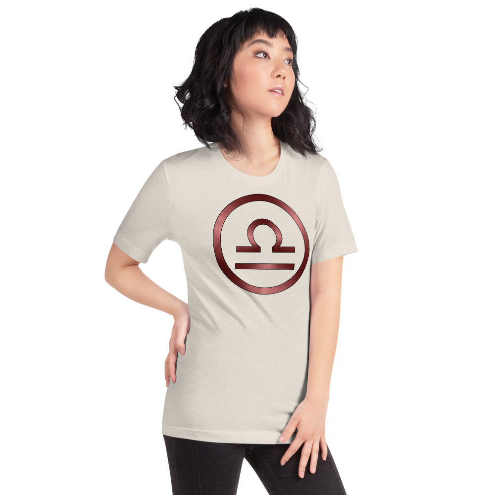 Metallic Zodiac Circle - Crimson Libra - Short-sleeve unisex t-shirt