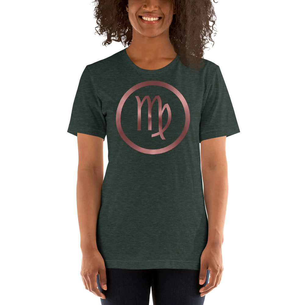 Metallic Zodiac Circle - Crimson Virgo - Short-sleeve unisex t-shirt