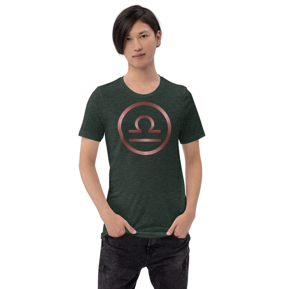 Metallic Zodiac Circle - Crimson Libra - Short-sleeve unisex t-shirt