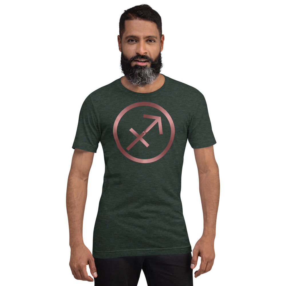 Metallic Zodiac Circle - Crimson Sagittarius - Short-sleeve unisex t-shirt