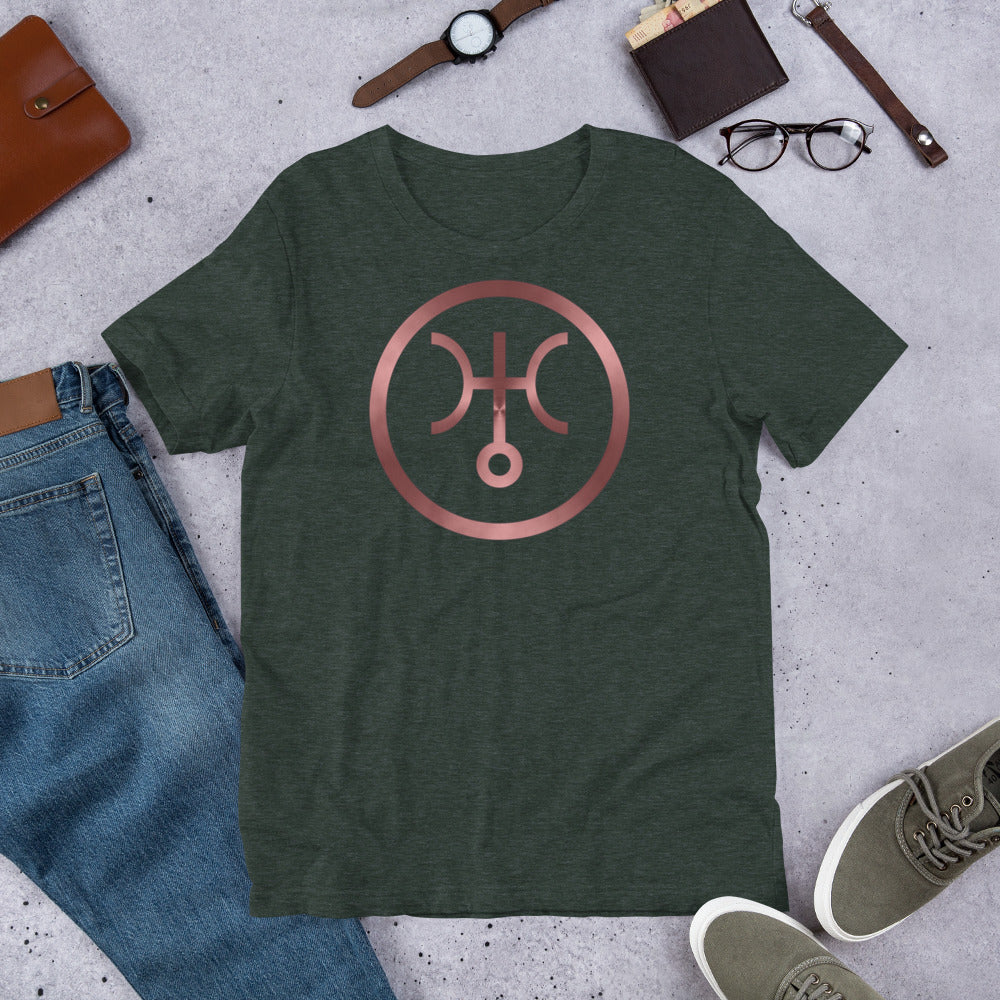 Metallic Zodiac Circle - Crimson Uranus - Short-sleeve unisex t-shirt