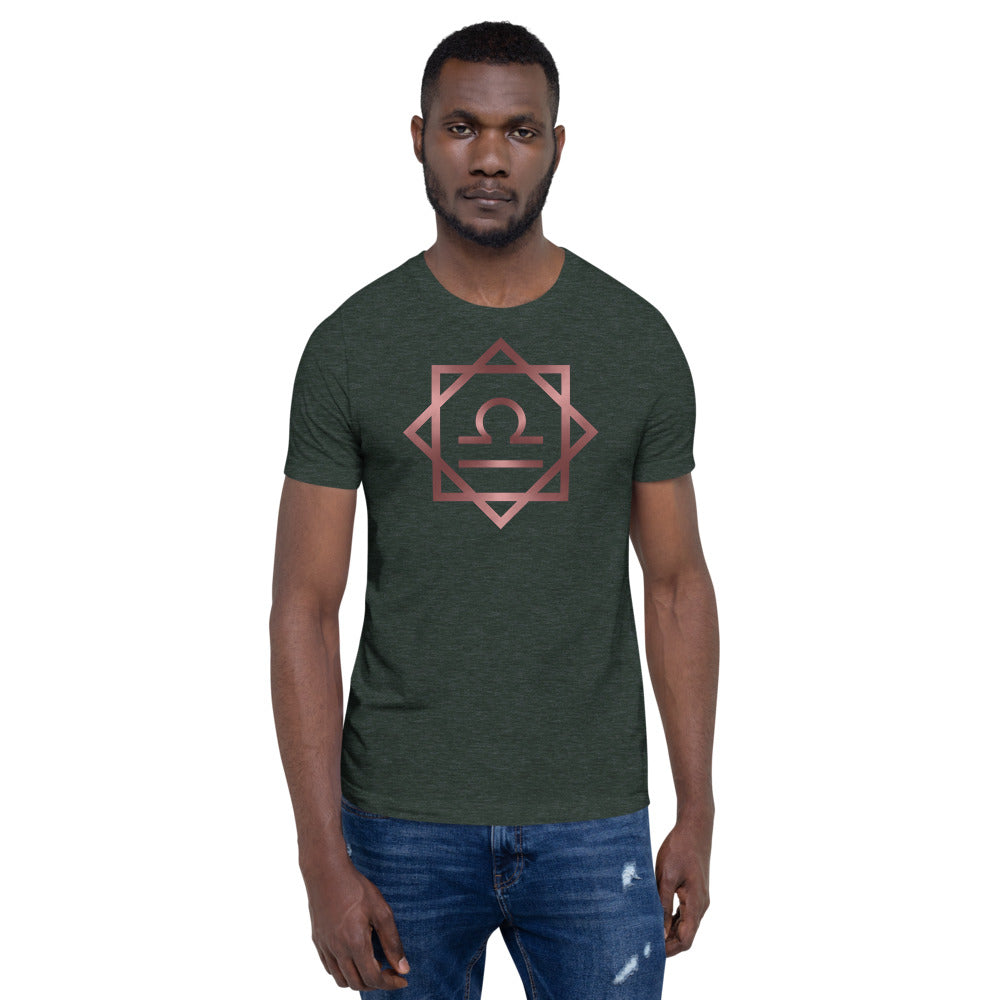 Metallic Zodiac Double-Box - Crimson Libra - Short-sleeve unisex t-shirt