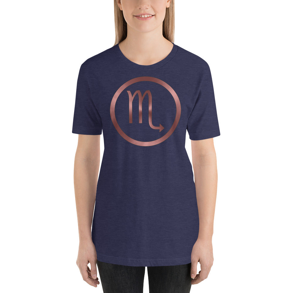 Metallic Zodiac Circle - Crimson Scorpio - Short-sleeve unisex t-shirt