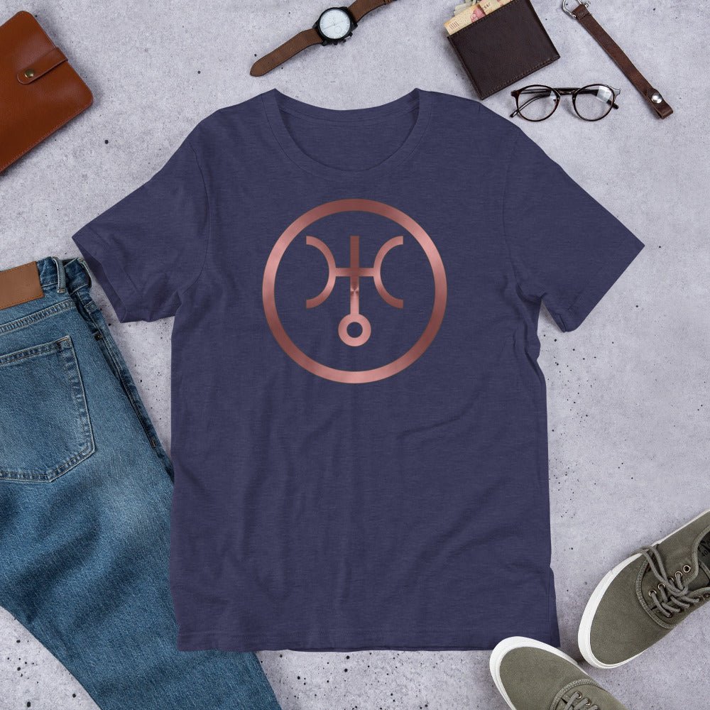 Metallic Zodiac Circle - Crimson Uranus - Short-sleeve unisex t-shirt