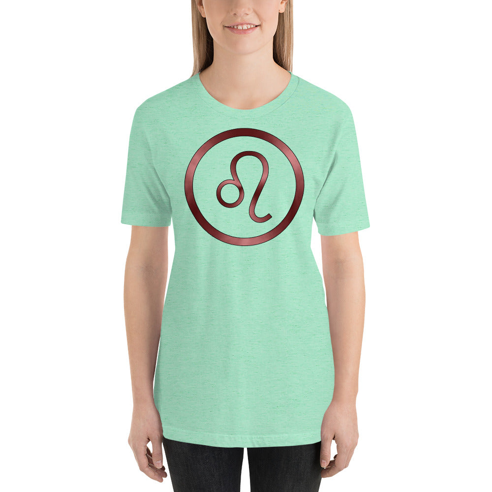 Metallic Zodiac Circle - Crimson Leo - Short-sleeve unisex t-shirt