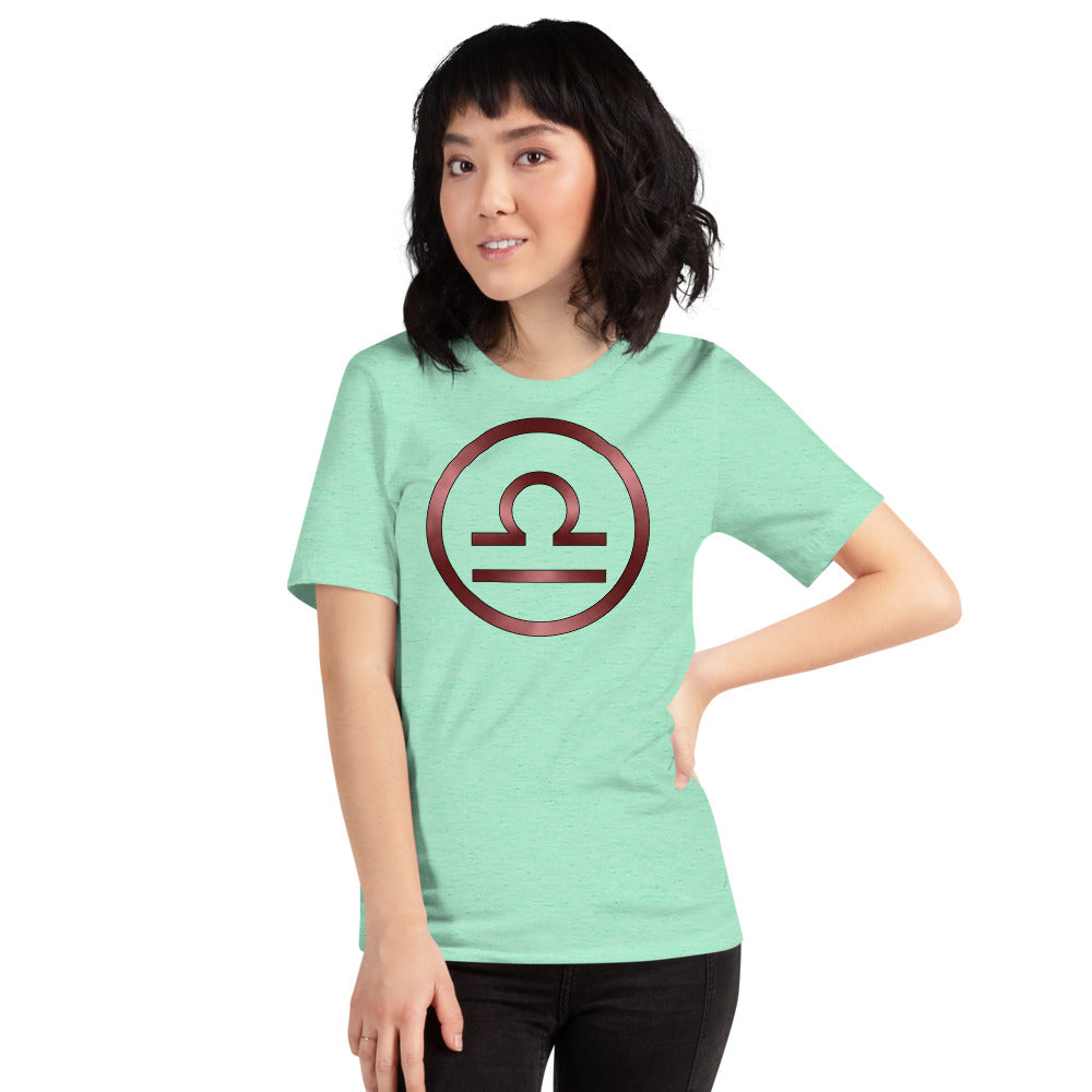 Metallic Zodiac Circle - Crimson Libra - Short-sleeve unisex t-shirt