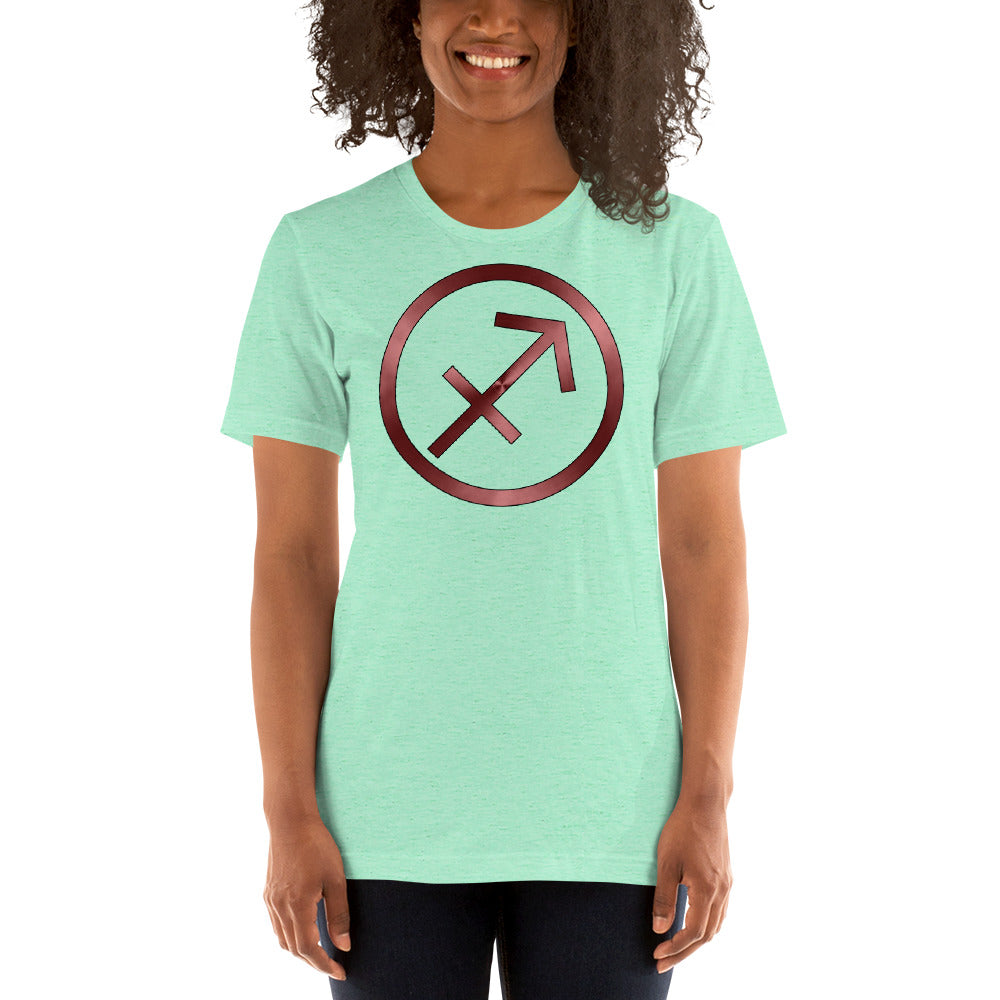 Metallic Zodiac Circle - Crimson Sagittarius - Short-sleeve unisex t-shirt