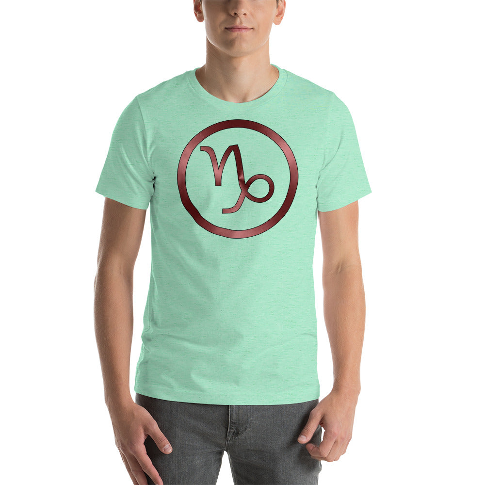 Metallic Zodiac Circle - Crimson Capricorn - Short-sleeve unisex t-shirt