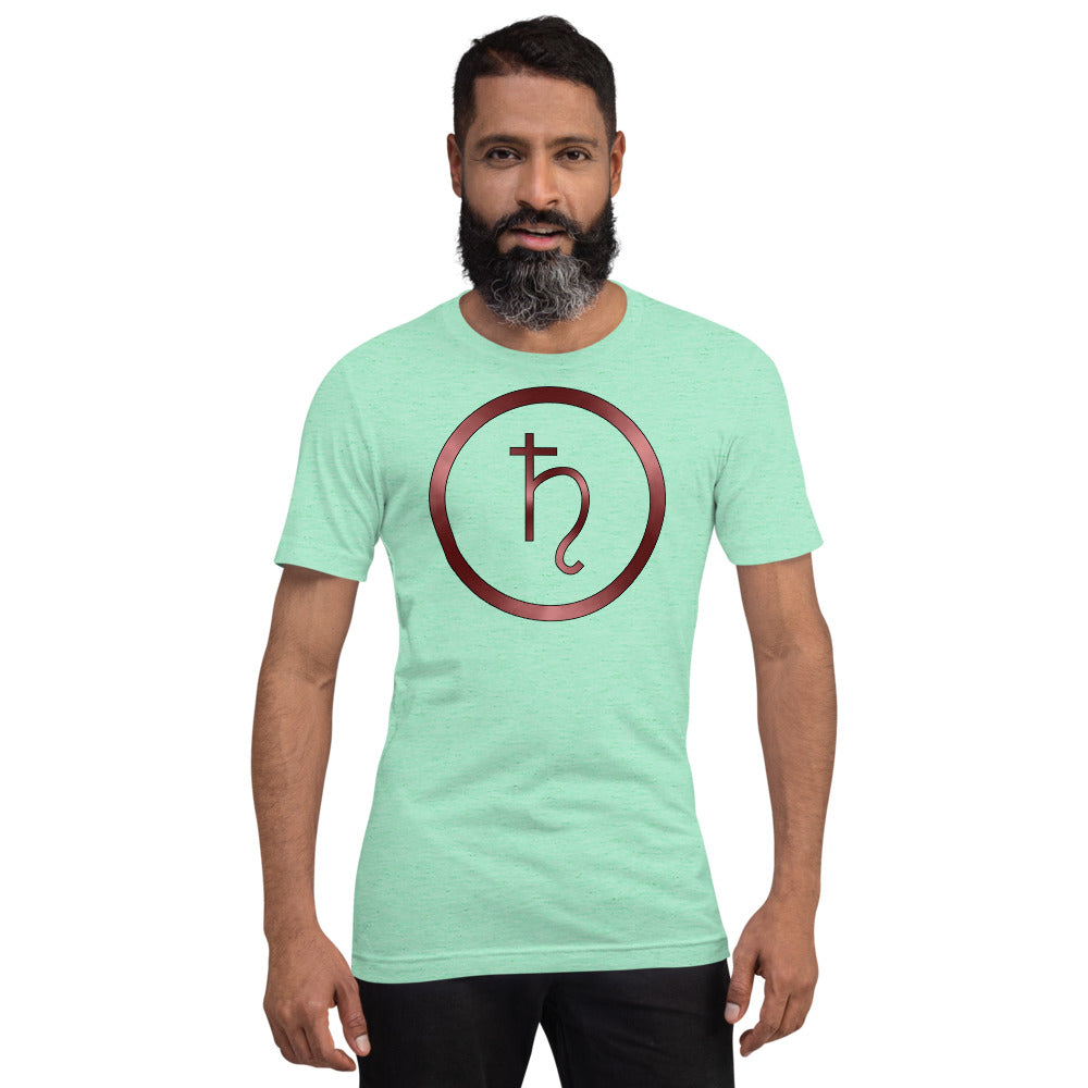 Metallic Zodiac Circle - Crimson Saturn - Short-sleeve unisex t-shirt