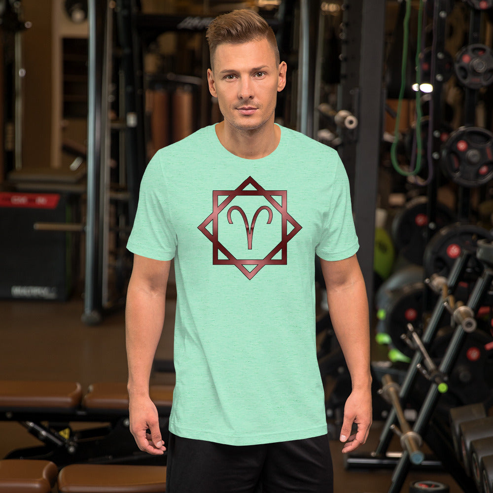 Metallic Zodiac Double-Box - Crimson Aries - Short-sleeve unisex t-shirt