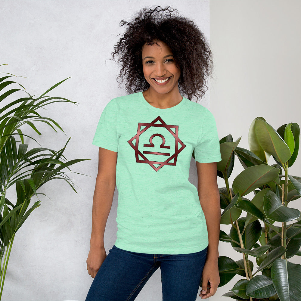 Metallic Zodiac Double-Box - Crimson Libra - Short-sleeve unisex t-shirt