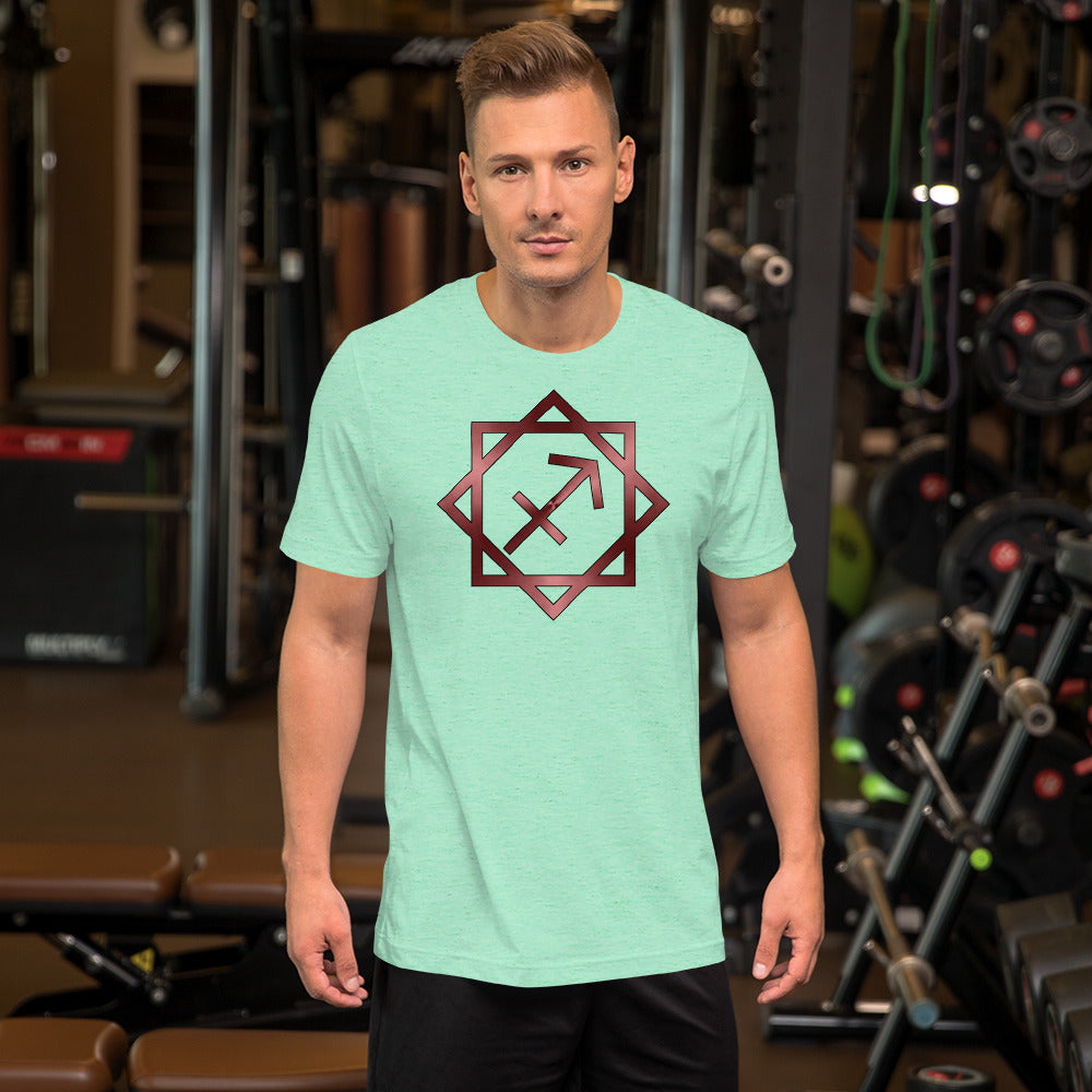 Metallic Zodiac Double-Box - Crimson Sagittarius - Short-sleeve unisex t-shirt