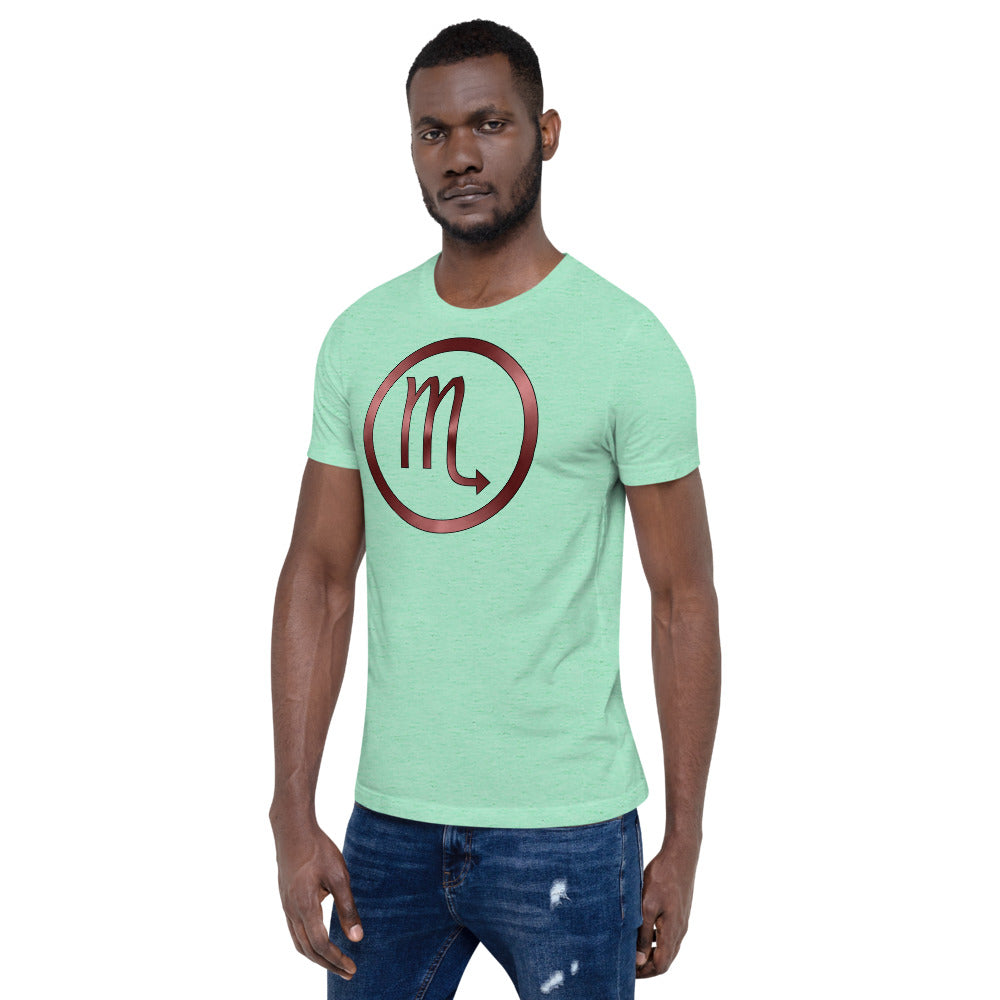 Metallic Zodiac Circle - Crimson Scorpio - Short-sleeve unisex t-shirt