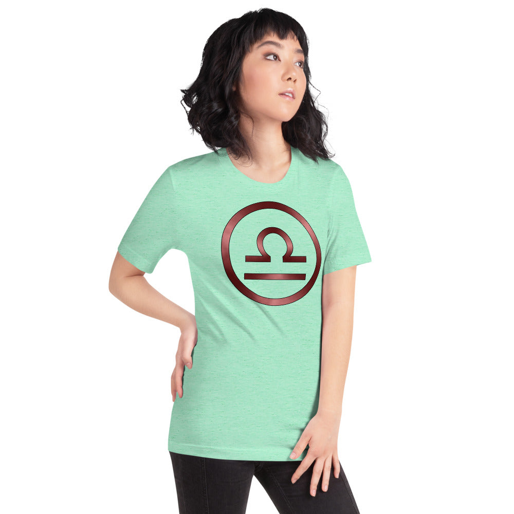 Metallic Zodiac Circle - Crimson Libra - Short-sleeve unisex t-shirt