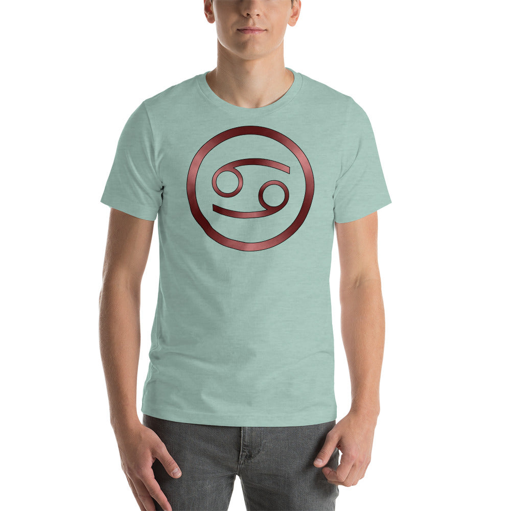 Metallic Zodiac Circle - Crimson Cancer - Short-sleeve unisex t-shirt