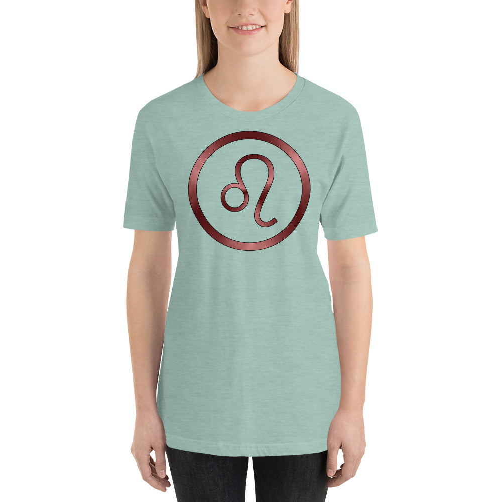Metallic Zodiac Circle - Crimson Leo - Short-sleeve unisex t-shirt