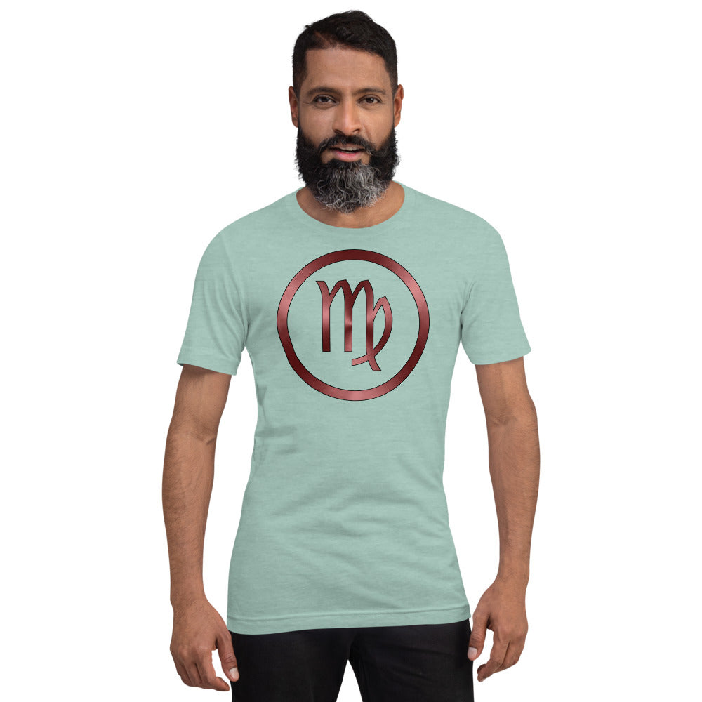 Metallic Zodiac Circle - Crimson Virgo - Short-sleeve unisex t-shirt
