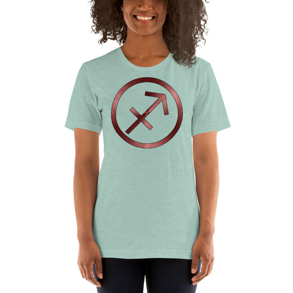 Metallic Zodiac Circle - Crimson Sagittarius - Short-sleeve unisex t-shirt
