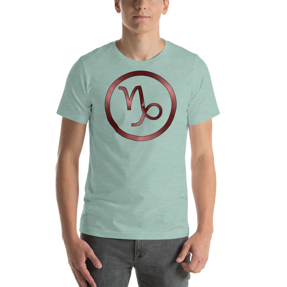 Metallic Zodiac Circle - Crimson Capricorn - Short-sleeve unisex t-shirt