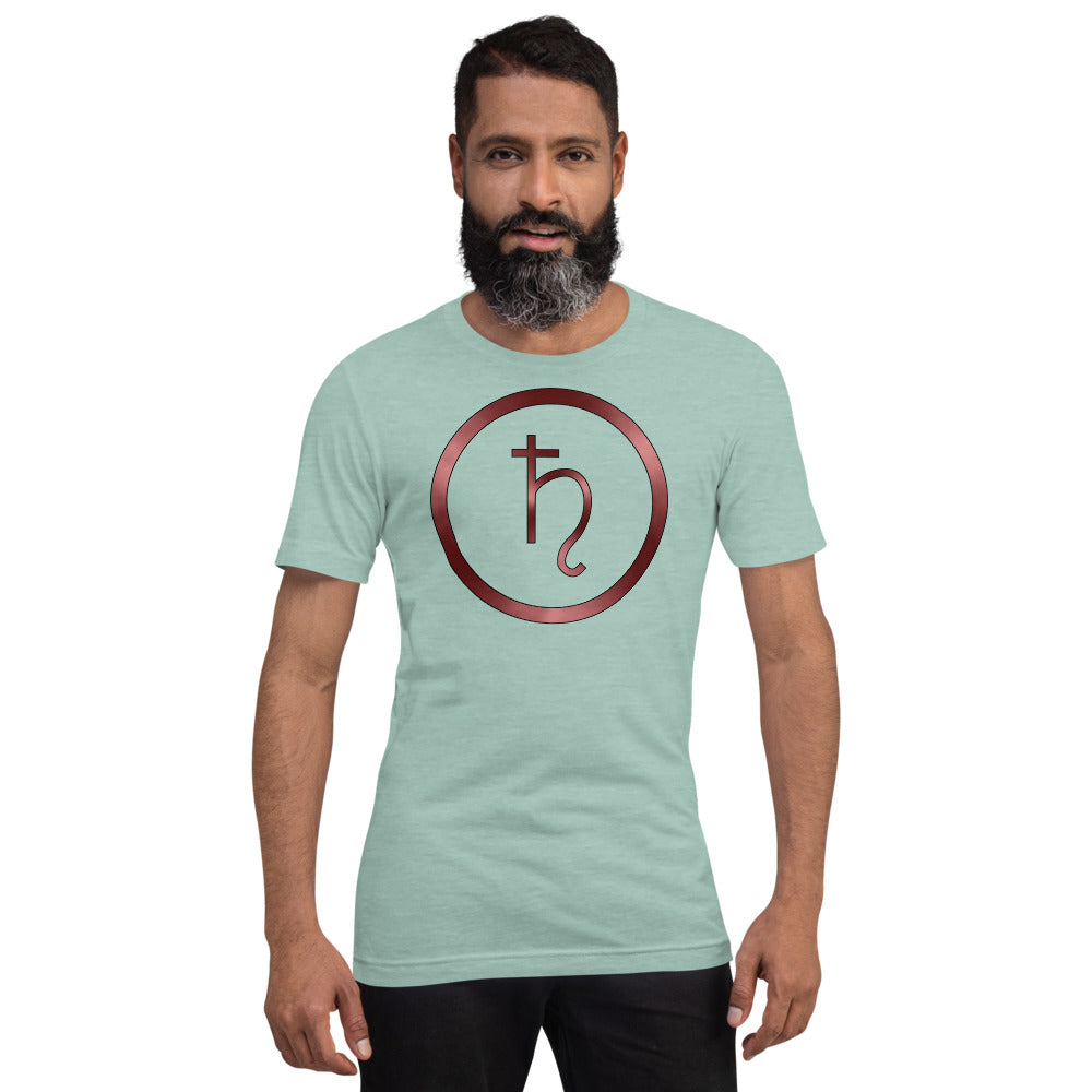 Metallic Zodiac Circle - Crimson Saturn - Short-sleeve unisex t-shirt