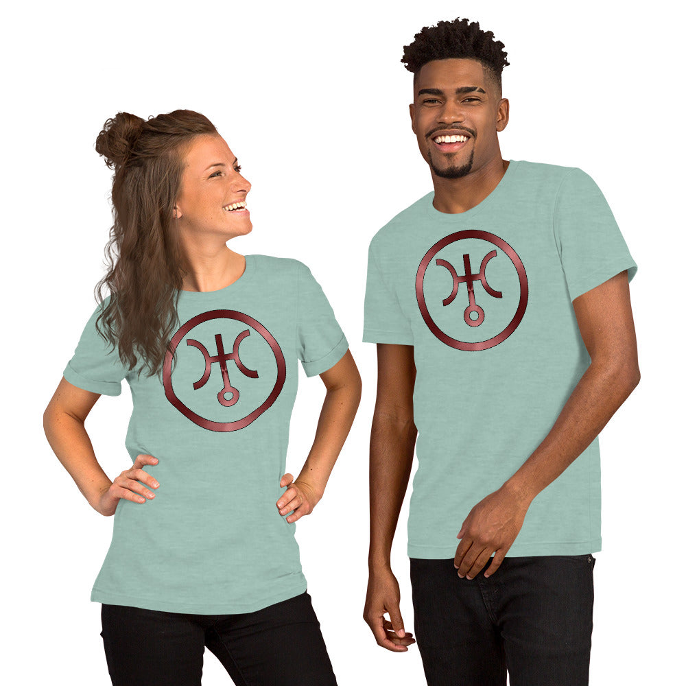 Metallic Zodiac Circle - Crimson Uranus - Short-sleeve unisex t-shirt