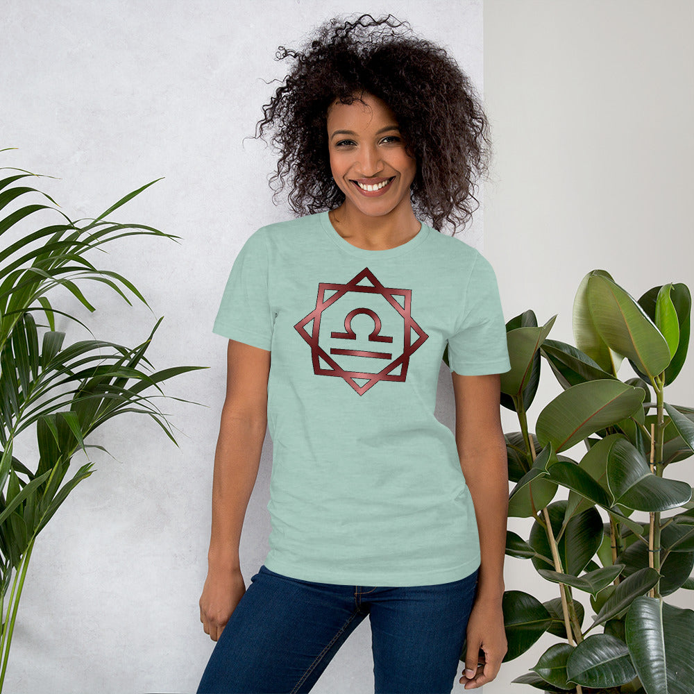 Metallic Zodiac Double-Box - Crimson Libra - Short-sleeve unisex t-shirt
