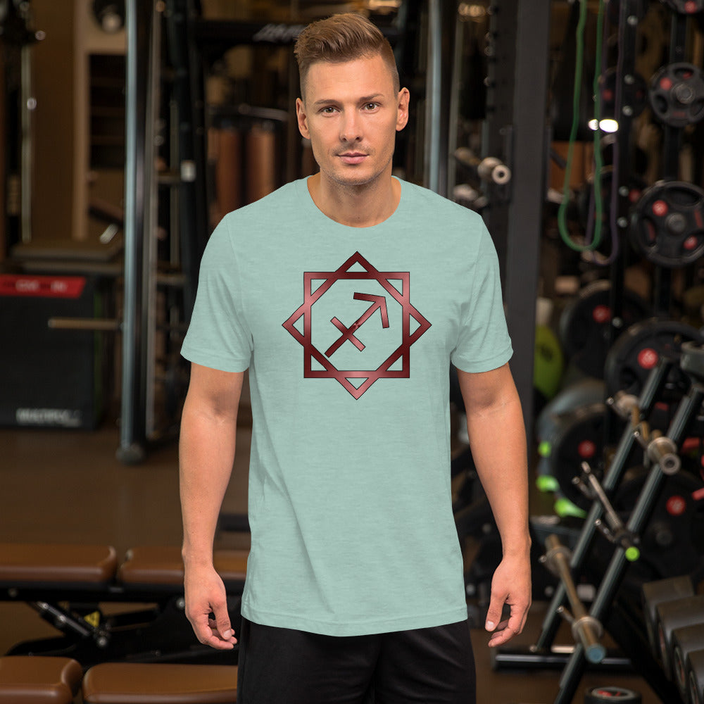 Metallic Zodiac Double-Box - Crimson Sagittarius - Short-sleeve unisex t-shirt