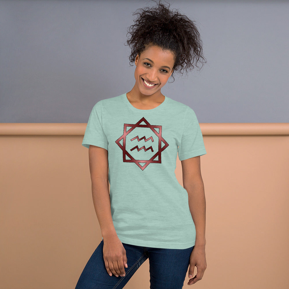 Metallic Zodiac Double-Box - Crimson Aquarius - Short-sleeve unisex t-shirt
