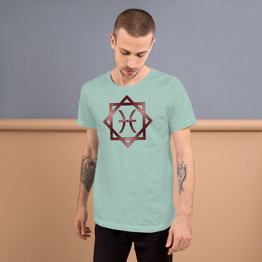 Metallic Zodiac Double-Box - Crimson Pisces - Short-sleeve unisex t-shirt