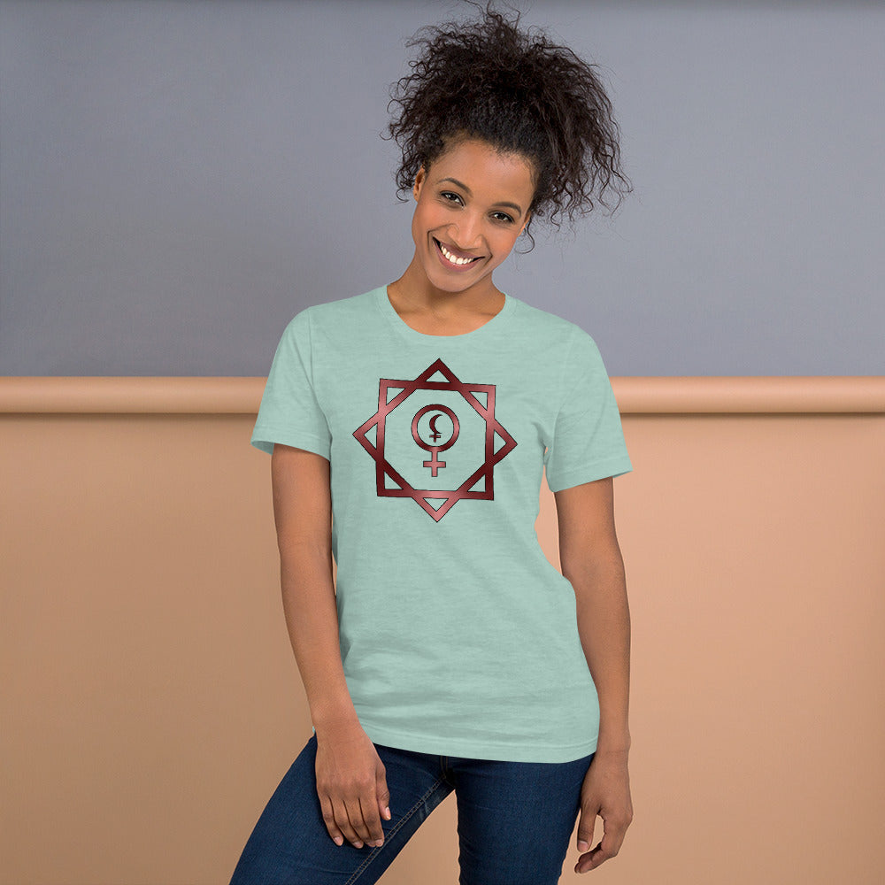 Metallic Zodiac Double-Box - Crimson Divine Feminine - Short-sleeve unisex t-shirt