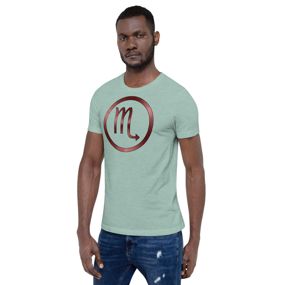 Metallic Zodiac Circle - Crimson Scorpio - Short-sleeve unisex t-shirt