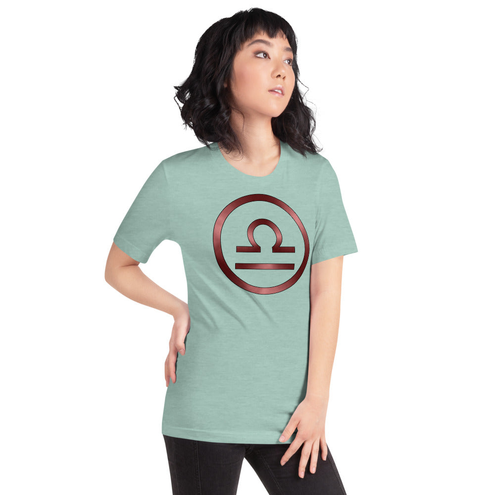 Metallic Zodiac Circle - Crimson Libra - Short-sleeve unisex t-shirt