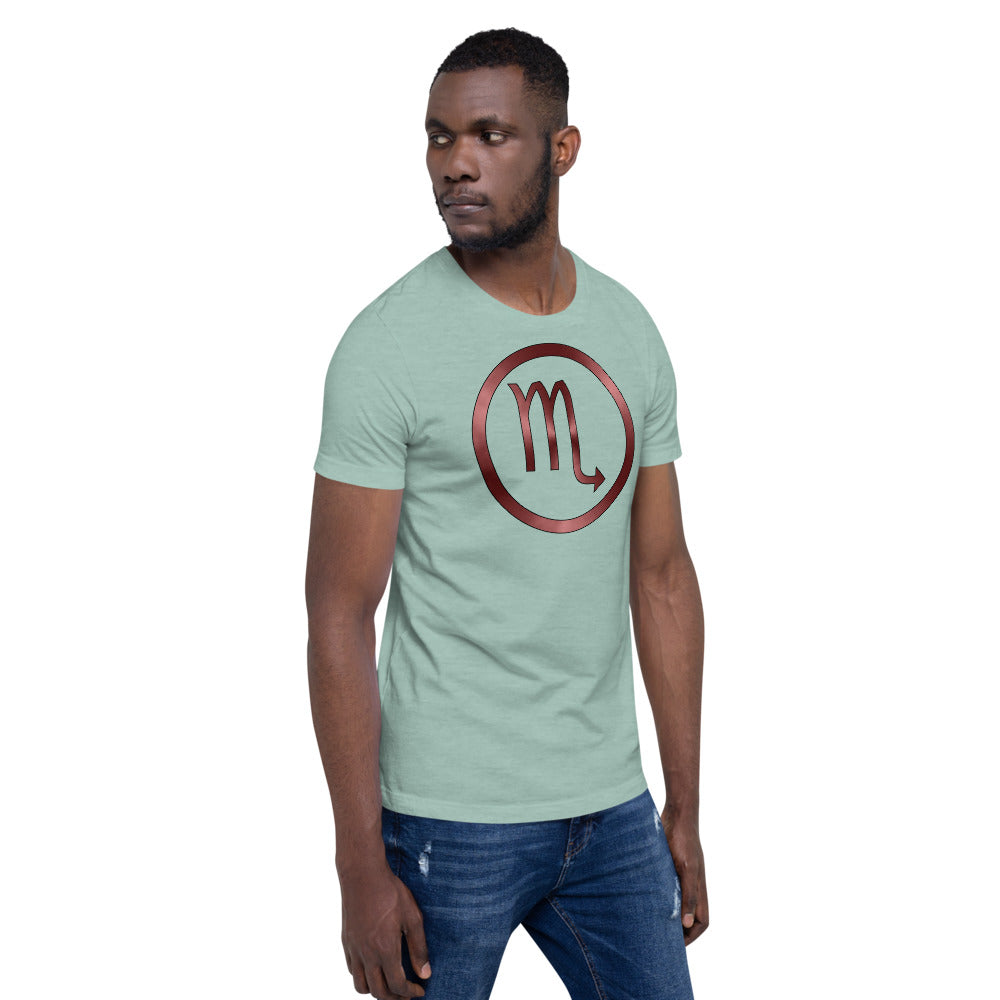 Metallic Zodiac Circle - Crimson Scorpio - Short-sleeve unisex t-shirt