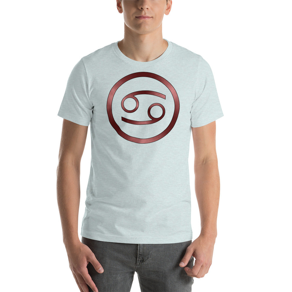 Metallic Zodiac Circle - Crimson Cancer - Short-sleeve unisex t-shirt